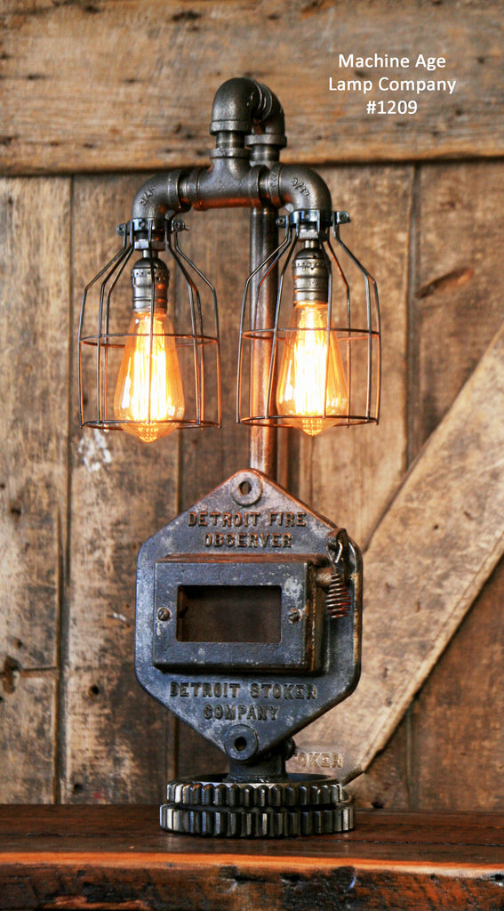 Steampunk Industrial Lamp / Stoker Door / Detroit #1209 - SOLD