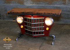 Steampunk Industrial / Willys Jeep / Grill Table / Barnwood Top / Table #2290
