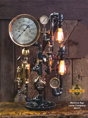 Steampunk Industrial / Steam Gauge Lamp / New York / Oiler / Lamp #3117