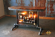 Steampunk Industrial Table / Pipes / Steam Gauge / Barn wood / Table #1468