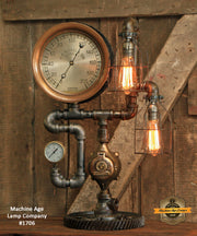 Steampunk Industrial / Antique Steam Gauge Lamp / Buffalo NY / Lamp #1706