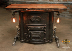 Steampunk Industrial Table / Antique Ideal Furnace Boiler / Barn wood / Console Hallway / Table #1726 sold