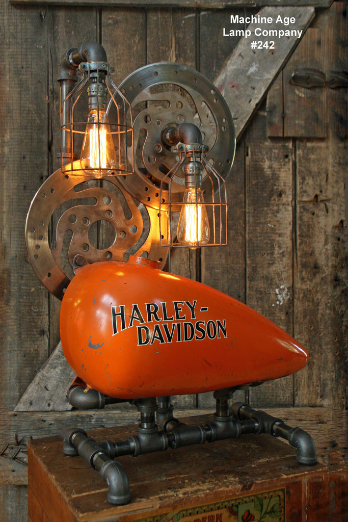 Steampunk Industrial Lamp, Vintage Harley Davidson Motorcycle Gas Tank #9999