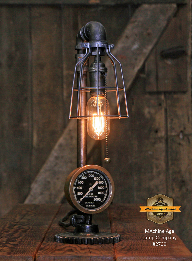 Steampunk Industrial / Antique Steam Gauge / Diesel Locomotive Train / Gear / Lamp #2739
