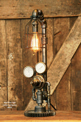 Steampunk Industrial Pipe Lamp, Brass Regulator, Steam Gauge , #900 sold