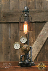 Steampunk Industrial / Steam Gauge / Antique Pressure Regulator / Lamp #1681