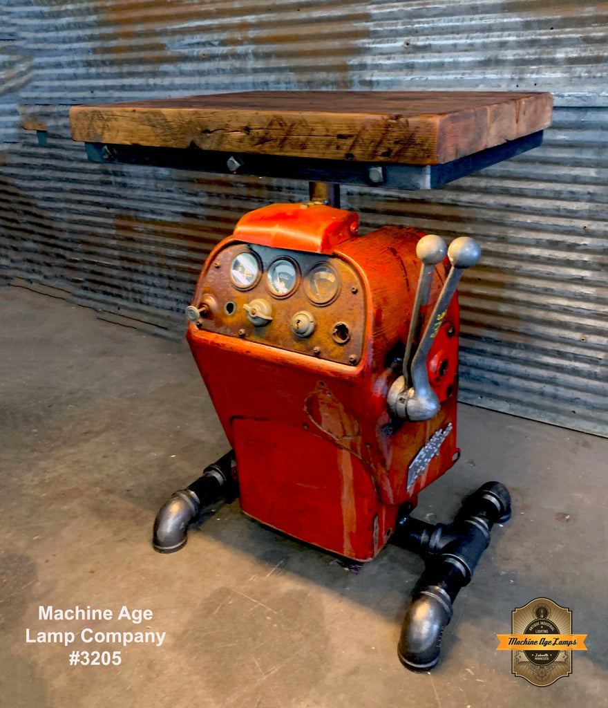 Steampunk Table/ Antique Farmall 400 Row Crop Tractor Dash / Farm Lamp  Table #3205