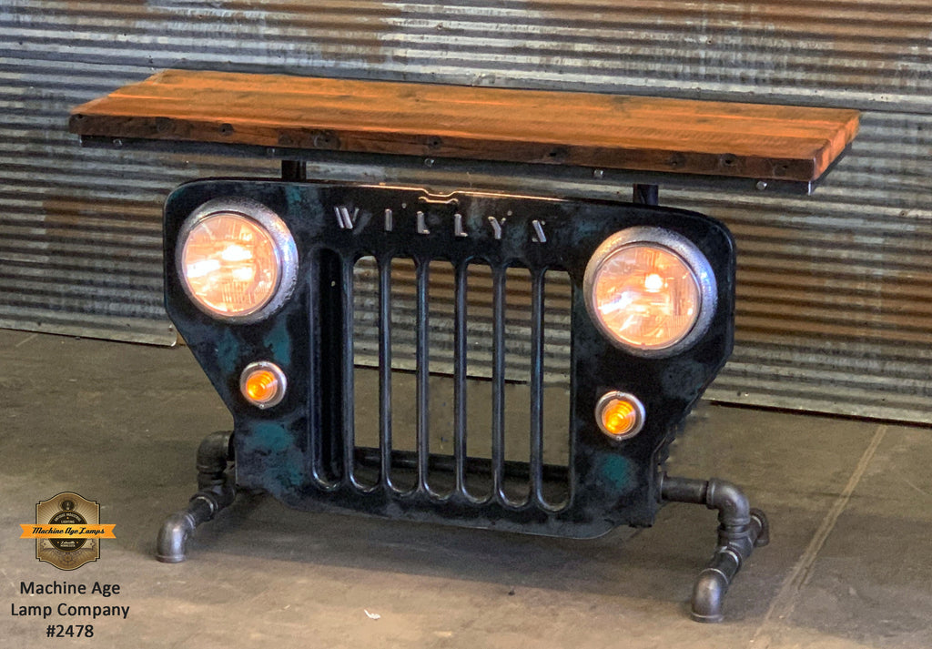 Steampunk Industrial / JEEP Willys / CJ3B / Barn Wood Top / Automotive  / Table #2478 sold