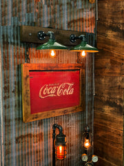 Steampunk Industrial Wall Sconce / Antique Coke Cola Sign  / Lamp #3312