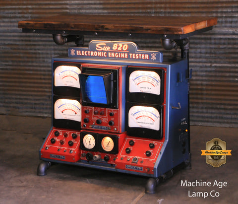 Steampunk Industrial / Automotive / Barnwood / Sun Engine Tester / Table / Bar / Table #3962