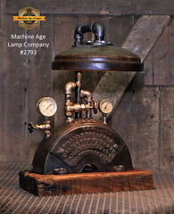 Steampunk Industrial / Machine Age Lamp / Antique Steam Gauge  /  Lamp #2793