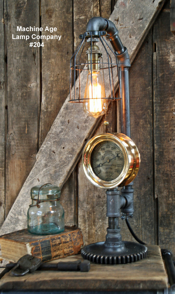 Copy of Steampunk Lamp, Steam Gauge and Gear Base # 3000