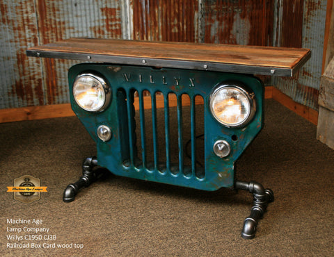 Steampunk Industrial / JEEP Willys / CJ3B / Train Locomotive Box Car Wood Top / Table #1522 sold