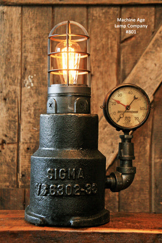 Steampunk Industrial Light House Lamp, Steam Gauge - #801 - SOLD