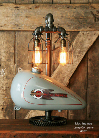 Steampunk Industrial, Motorcycle Harley Davidson Gas Tank Lamp (Left)  #982 - SOLD