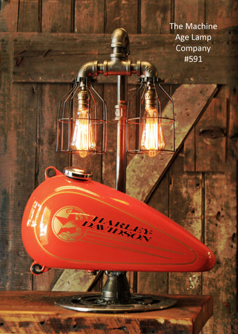 Steampunk Industrial Lamp, Harley Davidson Motorcycle Gas Tank #591 - Sold