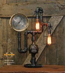 Steampunk Industrial / Antique Steam Gauge Lamp / Gear / Lamp #2051 sold