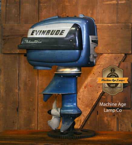 Steampunk Industrial / Antique Evinrude Boat Motor / Nautical / Marine / Cabin / Lamp #3959