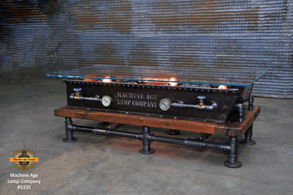 Steampunk Industrial Table / Boiler / Steam Gauge / Barnwood / Table #2335 sold