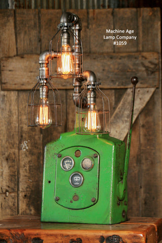 Steampunk lamp, Industrial Machine Age Lamp, Antique John Deere Dash - #1059