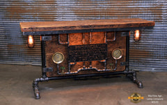 Steampunk Industrial / Barn wood / Steam Gauge / Table / Hallway Sofa / Canada / Table #2133