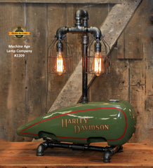 Steampunk Industrial / C1925 Vintage HD Motorcycle Gas Fuel Tank / Machine Age Lamp #2209 sold