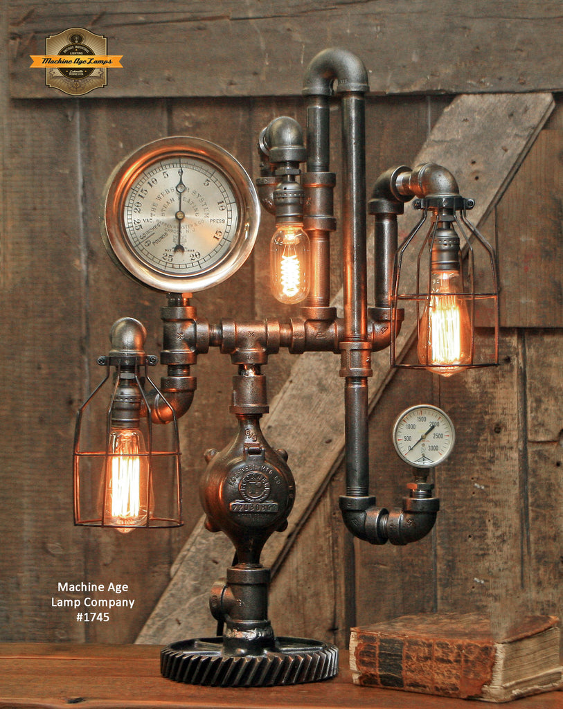 Steampunk Industrial / Steam Gauge Lamp / Webster / New Jersey / #1745