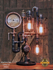 Steampunk Industrial / Steam Gauge Lamp  / Gear  /  Lamp #3603