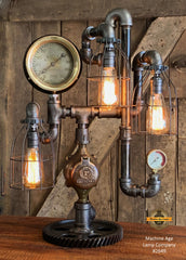 Steampunk Industrial / Machine Age Lamp / Antique Steam Gauge  /  Lamp #2649 sold