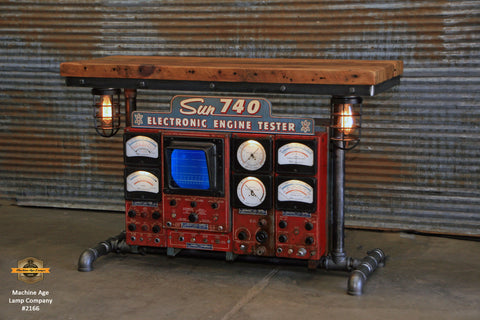 Steampunk Industrial / Antique Sun Engine Analyzer / Automotive / Barn wood Table / #2166 sold