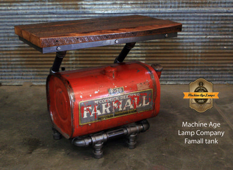 Steampunk Lamp, Antique Farmall Tractor Fuel Tank Table / Farm #3926