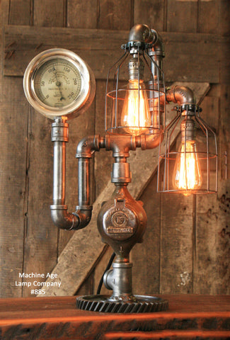 Steampunk Industrial Steam Gauge Lamp #885 -  SOLD