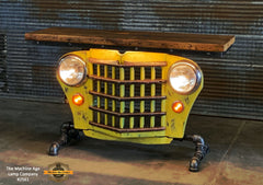 Steampunk Industrial / Original vintage 50's Jeep Willys Grille / Automotive  / Table Sofa Hallway / Yellow  / Table #2561