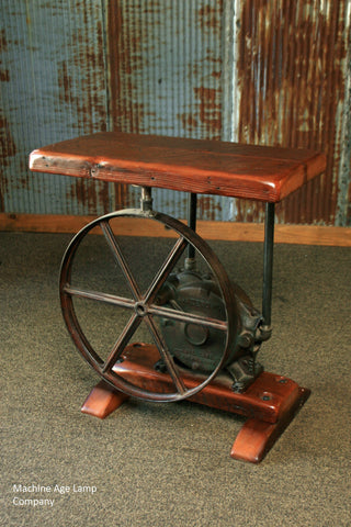 Steampunk Industrial Table / Antique Pump Jack / Barn Wood / #1529 - SOLD