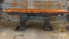Steampunk Industrial / Barnwood Side Hallway Console / Table / Machine Age Lamps / Steam Gauge Table  #2518 sold