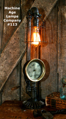 Steampunk Lamp, Machine Age Lamp, Brass Steam Gauge - #113 - SOLD