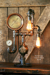Steampunk Industrial Steam Gauge Lamp, #1206 -sold