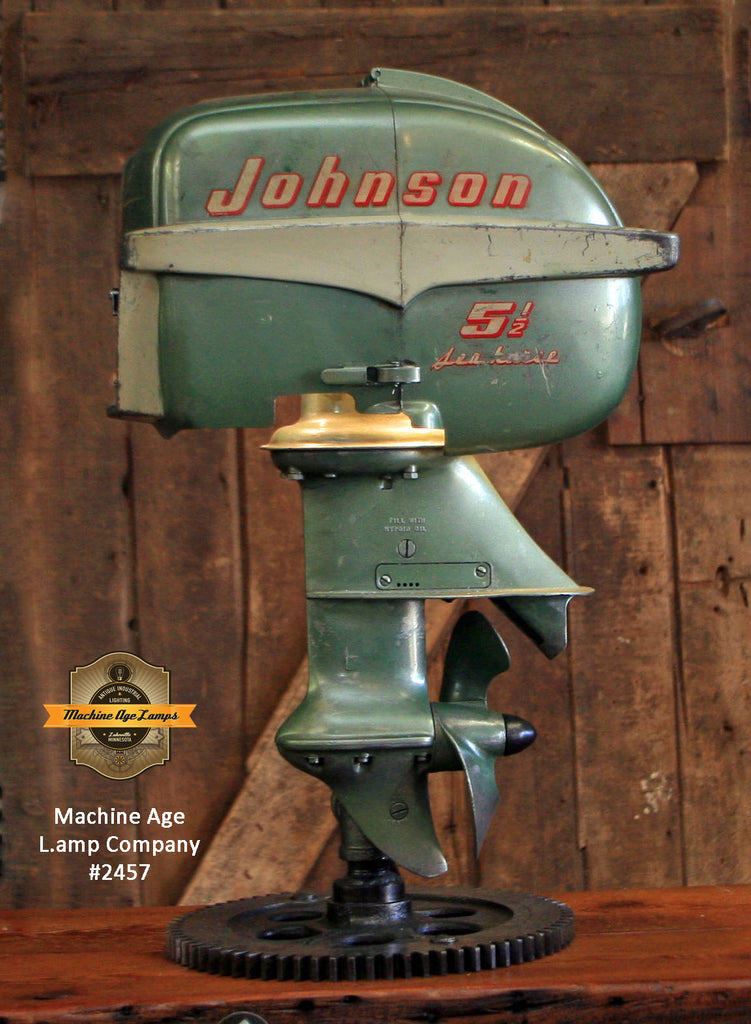 Steampunk Industrial / Antique Johnson Boat Motor / Nautical / Marine / Cabin / Lamp 2457 sold