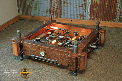Steampunk Industrial Table / Coffee / Barn Wood / Gauges / Table #1513