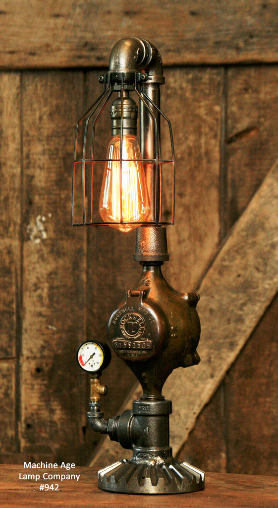 Steampunk Lamp, Steam Gauge and Gear Base, #942 sold
