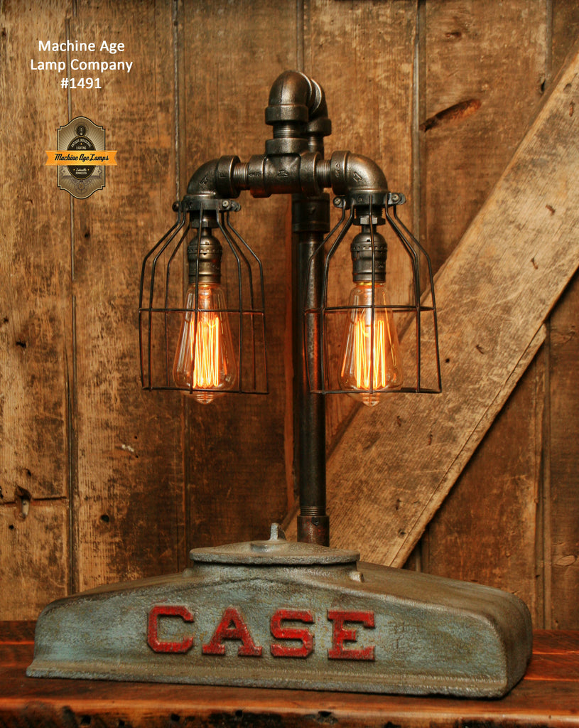Steampunk Industrial Table Lamp / Case Farm Tractor / Lamp #1491
