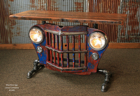 Steampunk Industrial Antique Jeep Willys Grille Table, Console - #1446 sold