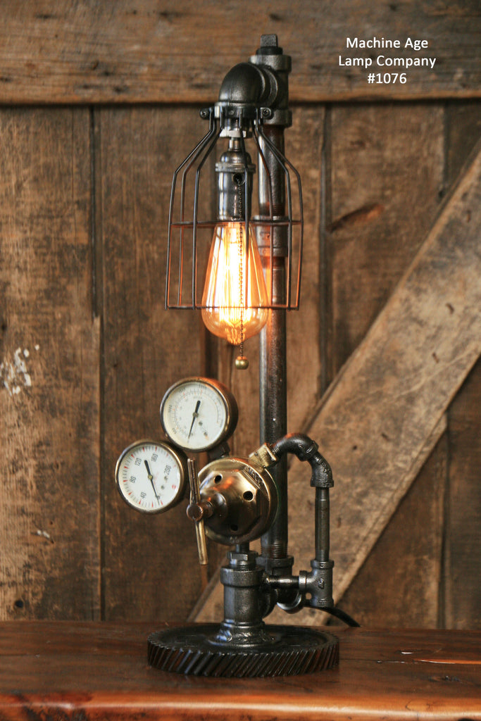 Steampunk Industrial Lamp, Antique Brass Regulator #1076 sold