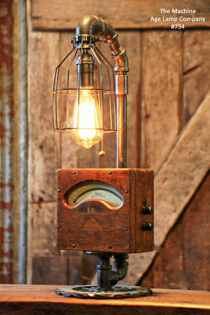 Steampunk, Industrial, Antique Wood Electrical Meter Lamp #734 - SOLD