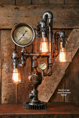 Steampunk Industrial Lamp / Gear / Steam Gauge / Chicago - #1404 -Sold