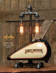 Steampunk Industrial Lamp / Re-Purposed Harley HD Tank / Authentic Motorcycle Tank / Lamp #1732