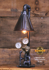 Steampunk Industrial / Antique Shade / Brass Regulator / Steam Gauge / Lamp #1561 sold