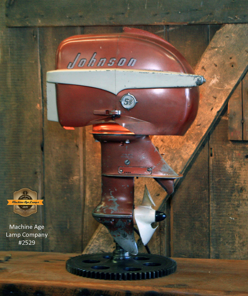 Steampunk Industrial / Antique Johnson Boat Motor / Nautical / Marine / Cabin / Lamp #2529 sold