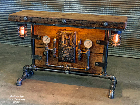 Steampunk Industrial / Barn Wood / Table / Console / Bar / Lighted / Table #2485