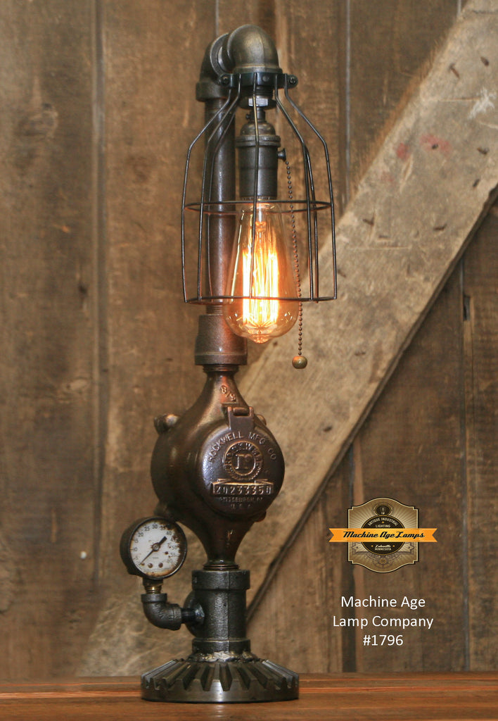 Steampunk Industrial Lamp / Antique Brass Meter and Gauges / Lamp #1796 - Sold
